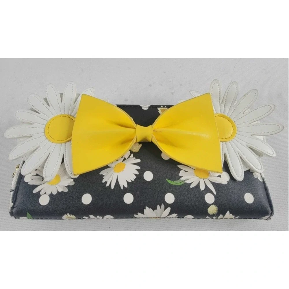 DISNEY LOUNGEFLY Daisy Floral Polka Dot Bow Zip Around Wallet - Picture 5 of 6